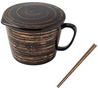 ciotola di ceramica, ciotola di zuppa, 33OZ Mug with Lid,Ceramic Pasta Ramen Bowls with Handle Microwave Noodle Soup Bowl for Student Office Soup Instant Noodles(Svart)