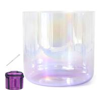 Ciotola Di Cristallo Da 7 Pollici 432 Hz, For La Guarigione Del Suono, Meditazione, Preghiera, Riduzione Dello Stress, Con Percussore E Anello Di Tenuta, Custodie For Il Trasporto(Violet,C Note)