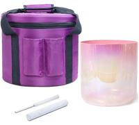 Ciotola di cristallo for il canto con suono curativo e bilanciamento dei chakra, con custodia for il trasporto, martello in pelle scamosciata, percussore di cristallo e anello di tenuta.(432Hz,8.5inch