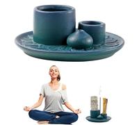 Ciotola Di Incenso In Ceramica 4 In 1, Porta Incenso, Brucia Incenso, Porta Palo Santo, Ciotola Di Incenso Per Bastoncini Di Incenso, Salvia Bianca E Candelieri