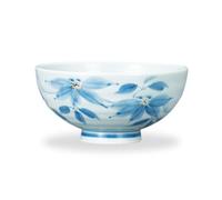 Ciotola Di Riso Giapponese Gohan Chawan Kutani Yaki Ware Sometsuke Blu Clematis