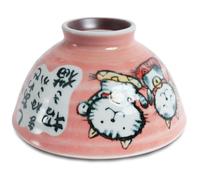 Ciotola di riso in ceramica giapponese Mino ware modello gatto Manekineko...