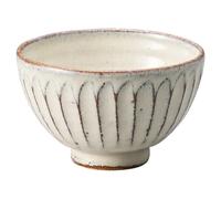Ciotola Di Riso Shigaraki Yaki Ware Giapponese Gohan Chawan Bianca Con Intaglio