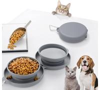 Ciotola Doppia Pieghevole per Cani e Gatti - Portatile da Viaggio per Cibo e A