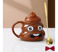 Ciotola for farina d'avena for microonde, graziosa tazza portatile adatta al microonde con manico, multiuso for noodles istantanei, cereali for la colazione e insalate, ciotola(Poop cup (B))