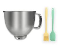 Ciotola for impastatrice in acciaio inossidabile da 5 litri, compatibile con KITCHENAID, MISCELATORI A TESTA INCLINABILE da 4,5-5 litri con 1 spatola in gomma siliconica e 1 pennello