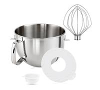 Ciotola for impastatrice in acciaio inossidabile da 6 QT e frusta KN256, compatibile con la ciotola di ricambio for KitchenAid Bowl-Lift coperchio