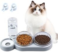 Ciotola Gatti Rialzata,3 in 1 Doppio Gatto Ciotola with Automatic Water Dispense