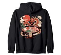 Ciotola giapponese per ramen drago con Kanji Sol Levante (retro artistico) Felpa con Cappuccio