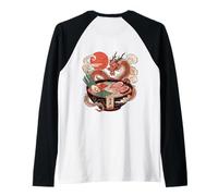 Ciotola giapponese per ramen drago con Kanji Sol Levante (retro artistico) Maglia con Maniche Raglan
