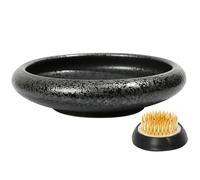 Ciotola Ikebana, Kit vasi Ikebana, supporto rotondo per composizioni floreali in ceramica con ampia apertura, ciotola retrò con rana di fiori per la decorazione domestica di interni