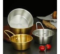 Ciotola in acciaio inossidabile 304 in stile coreano con manico per servire gelato o salsa, il design impilabile rende la conservazione un gioco da ragazzi (oro, 14 cm)