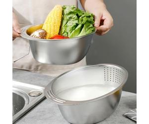 Ciotola in acciaio inox per lavare il riso con composizione di grado 304 per un contatto sicuro con gli alimenti quotidiani (A)