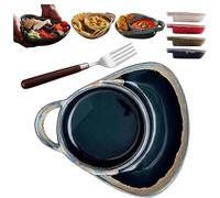 Ciotola in ceramica a doppio scomparto per zuppa e sandwich con manico | Piatto in ceramica a doppio scomparto resistente al calore con manico retrò, ideale per servire zuppe, panini, colazione,