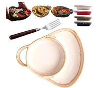 Ciotola in ceramica a doppio scomparto per zuppa e sandwich, resistente al | Set di ciotole in ceramica a doppio scomparto, ideale per zuppe, panini, colazione, insalate, pane e snack; design resistente