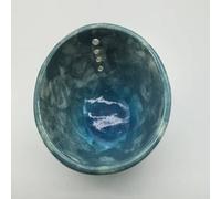 Ciotola in ceramica con fori di varie dimensioni per rimuovere steli da erbe a foglia, artigianato in resina per una lunga durata in cucina (blu)