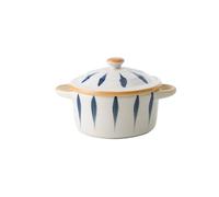 Ciotola in ceramica da cucina multifunzionale con coperchio Squisita insalata di ramen noodle a doppia orecchie Ciotole al vapore Stoviglie ad alto aspetto(Color-B)