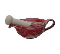 Ciotola in Ceramica per Macinare Spezie e Frutta, Rossa | Pestello Mini, Uso Manuale, Controllo Preciso, Design Zigrinato, per Cucina e Condimenti