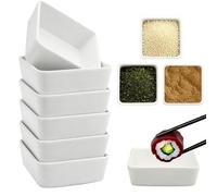 Ciotola in ceramica per soia, 6 ciotole in ceramica, 8,2 x 8,2 x 3 cm, set di ciotole per salsa di soia quadrata, ciotole per salsa di soia, impilabili, mini ciotole da portata, per sushi, ketchop