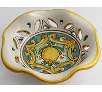 Ciotola in ceramica siciliana giallo e verde di santo stefano di camastra decorata a mano Limoni Art 23
