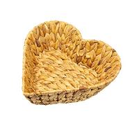 Ciotola in giacinto d'acqua a forma di cuore come cestino per la frutta decorativo, cestino per il pane, 30 x 30 x 10 cm