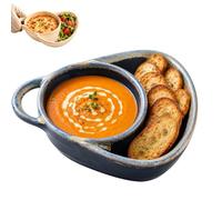 Ciotola in gres con scomparti per zuppa e sandwich, piatto da portata per | Realizzata in gres, questa ciotola divisa è adatta per zuppe, panini e porzioni per la colazione, completa di un pratico