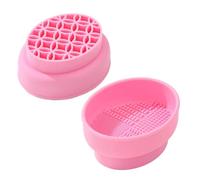 Ciotola in silicone for lavare i pennelli da trucco, scatola for la pulizia, set di strumenti for l'asciugatura delle uova, piumino cipria, spugna for e conservare gli oggetti(Pink)