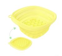 Ciotola in silicone per bagno di ghiaccio con scomparto integrato per il congelamento per la terapia quotidiana del freddo, controllo dei pori e supporto per il recupero (giallo)