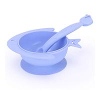 Ciotola In Silicone Per Bambini Cartoon Con Set Di Posate Da Bambina Anti-Drop Sucker Bowl Set Di Due Cucchiai Di Purple