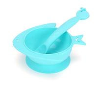 Ciotola In Silicone Per Bambini Cartoon Con Vaschetta Per Bambini Anti-Drop Sucker Bowl Set Posate Bowl Spoon Two-Piece Blue