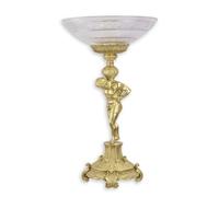 Ciotola in vetro con montatura in bronzo su supporto replica design retrò decora