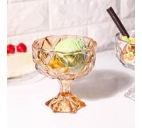Ciotola in vetro ispessito a stelo alto per gelato, dessert, formaggio, macedonia di frutta, parfait, tazza da cucina, sala da pranzo, essenziale, in vetro spesso, per feste e dessert