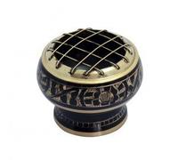 Ciotola indiana in ottone con ornamenti intagliati per bruciare incenso, misura circa 5 x 5,5 cm