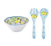 Ciotola + Insalata Ischia Limoni D.29cm Bianco Blu Giallo Melamina EASY LIFE