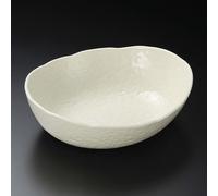 Ciotola Ovale Da Servire Hachi Mino Ware In Smalto Bianco Kohiki Giappone