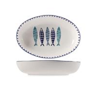 CIOTOLA OVALE IN CERAMICA DECORO PESCI 24x35,5 cm