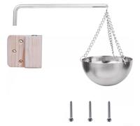 Ciotola per aromi in acciaio inox e legno con catena girevole sospesa, progettata per la diffusione di oli essenziali attivati dal calore in ambienti sauna e spa