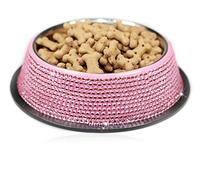 Ciotola per Cani da Compagnia Ciotola in Acciaio Inossidabile Strass Intarsiato Ciotola per L'acqua del Cibo del Gatto da Compagnia (Color : 15cm)