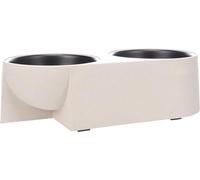ciotola per cani - doppia ciotola Duo Dinner Kana beige e nera - supporto in bambù - 2x750ml
