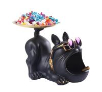Ciotola per caramelle, vassoio portagioie a forma di bulldog, statuetta decorativa in resina, scatola portaoggetti, organizer estetico da scrivania per soggiorno e tavolo d'ingresso