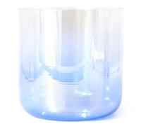 Ciotola per chakra al quarzo da 7 pollici 432 Hz, ciotola per canto in cristallo alchemico, con percussore in acrilico e anello di tenuta, luce cosmica blu trasparente, per meditaz