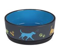Ciotola Per Cibo E Acqua Cori Grigio Scuro/Blu Per Cane E Gatto In Ceramica