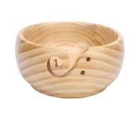 Ciotola per filati in legno, grande capacità, con fessura per filo e fori per aghi, portatile per lavorare a maglia, uncinetto, tessitura, in legno massello leggero
