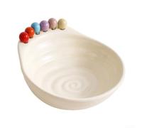 Ciotola per frutta con supporto per forchetta, design geometrico, piatto da portata per frutta, snack, noci, cucina, soggiorno, 23 cm, bianco, nero (bianco)