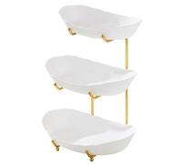 Ciotola per Frutta da Bancone Della Cucina, con Ciotole da Portata e Ciotole da Portata a Più Livelli con Supporto in Metallo Come Piatto per Snack, Piatto di Frutta Secca O Anche (Bianco 3 livelli)