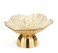 Ciotola per frutta dorata piedistallo in plastica Ciotola decorativa a forma di fiore Piatto per caramelle per soggiorno Bancone della cucina Tavolo da pranzo Snack di frutta Centrotavola Decora