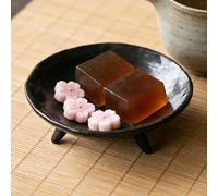 Ciotola per frutta in ceramica a 3 gambe, accessori per la cerimonia del tè,