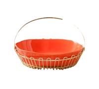 ciotola per frutta, Portafrutta in ceramica for bancone della cucina, contenitore for frutta e verdura con cestino in metallo, portafrutta in ceramica progettato(Oranje)