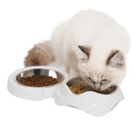 Ciotola per gatti - CATIT - PIXI - 2 x 200 ml - Doppia - Ciotole rimovibili in acciaio inox - Bianco