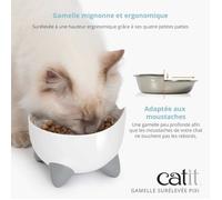 Ciotola per gatti - CATIT - PIXI - 200 ml - Rialzata - Ciotole rimovibili in acciaio inox - Bianco